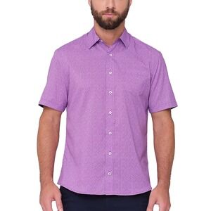 Nick Graham Everywhere‎ Purple Short Sleeve Stretch Modern Fit Button Up Shirt L